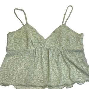 Sky and Sparrow Green Floral Smocked Cami Tank Top Women's Size M